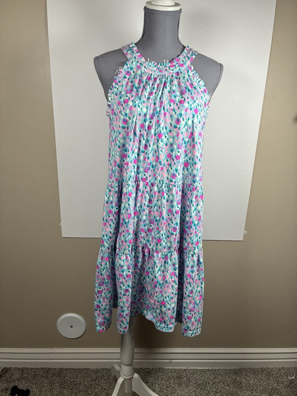 Lilly Pulitzer Swing Dress Tiered pink purple blue coral Cotton M